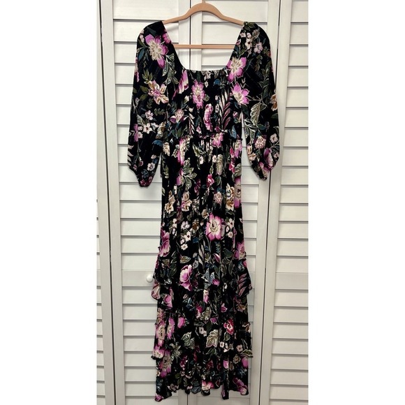 Jessica Simpson Damia Floral Balloon Sleeve Ruffle Tiered Maxi Dress Small NWT - Picture 16 of 16
